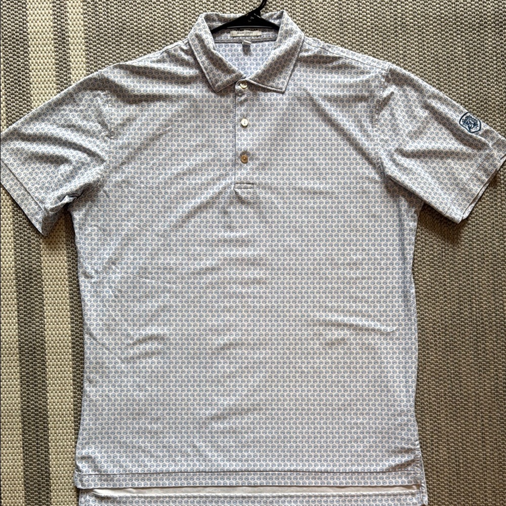 Peter Millar White Pattern Pique Polo Shirt